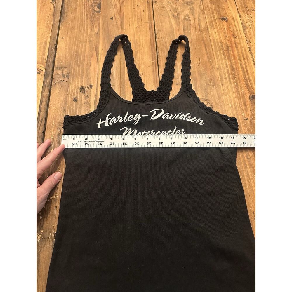 Harley Davidson Tank Top Shirt Size Large Crochet Stitched Motorcycle Women’s - Picture 5 of 13